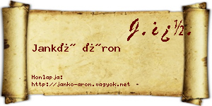 Jankó Áron névjegykártya
